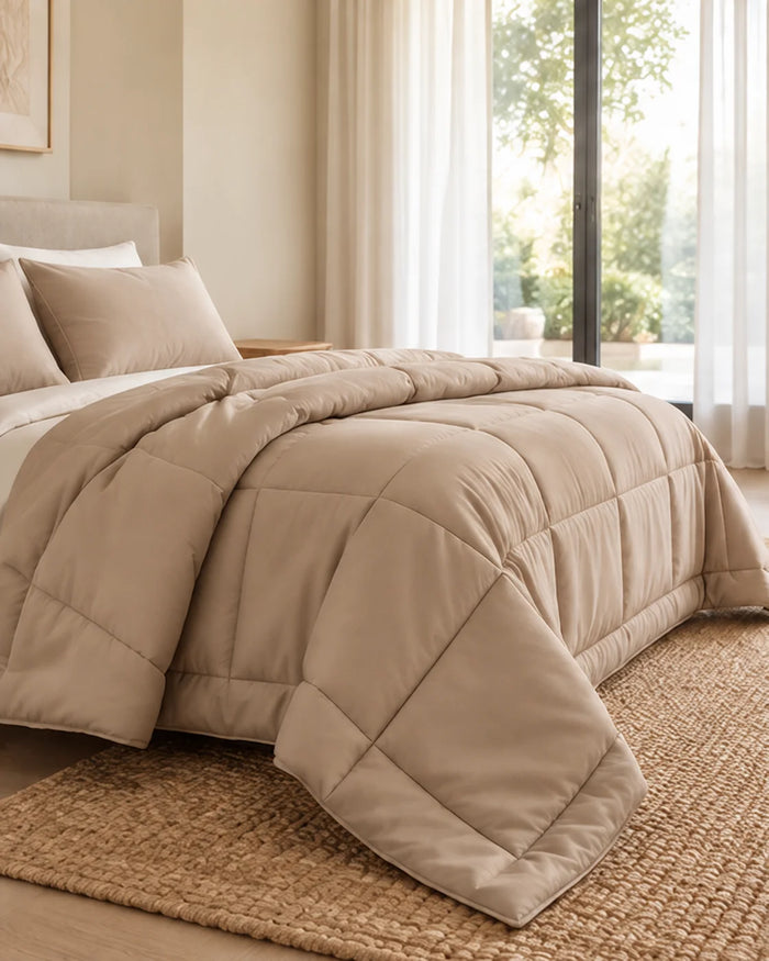 Microfiber Comforter – Beige Solid