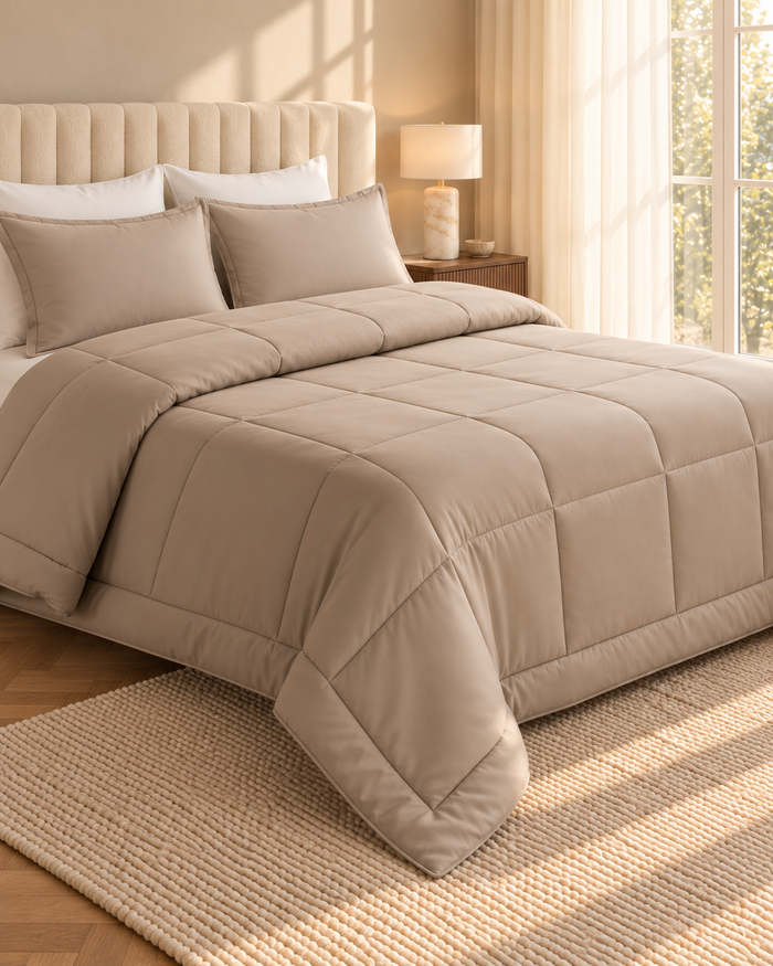 Microfiber Comforter – Beige Solid