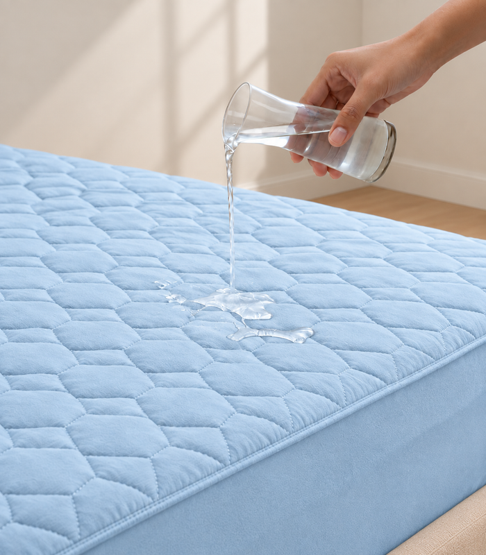 Waterproof Quilted Mattress Protector – Blue