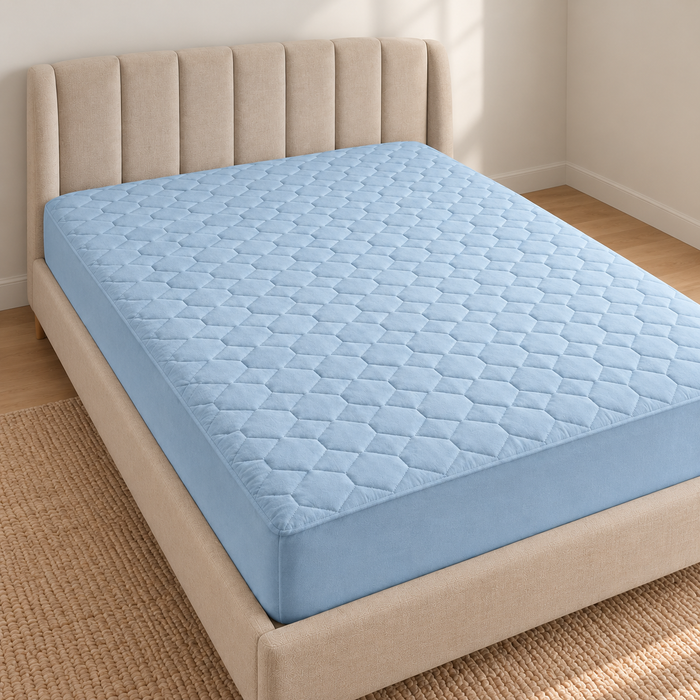 Waterproof Quilted Mattress Protector – Blue