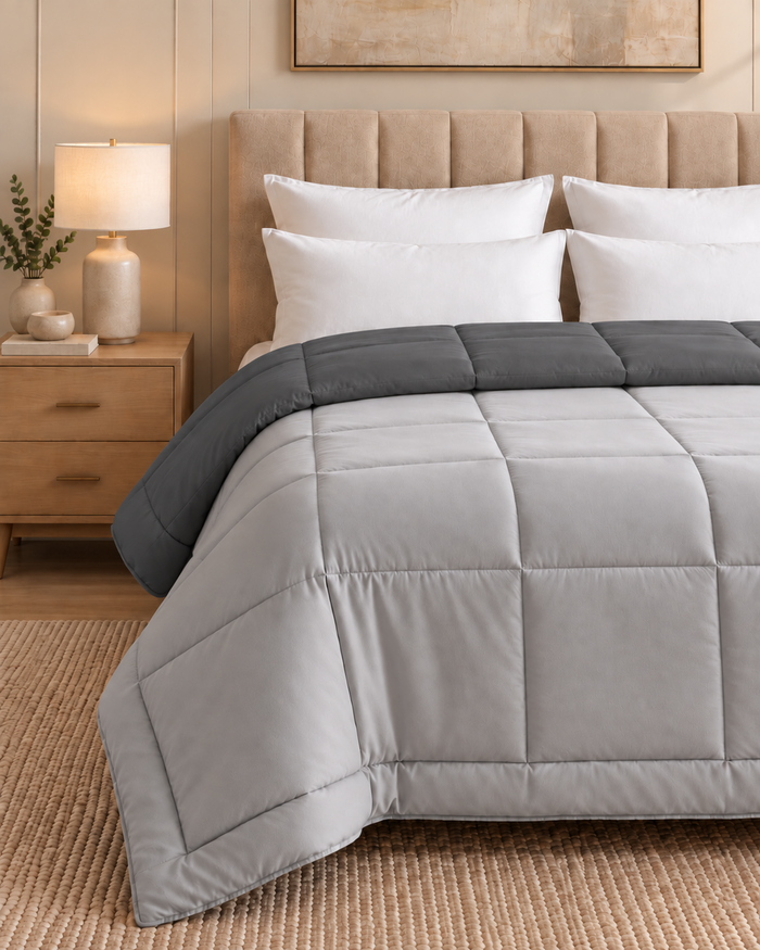 Microfiber Comforter – Dark Grey & Silver Grey