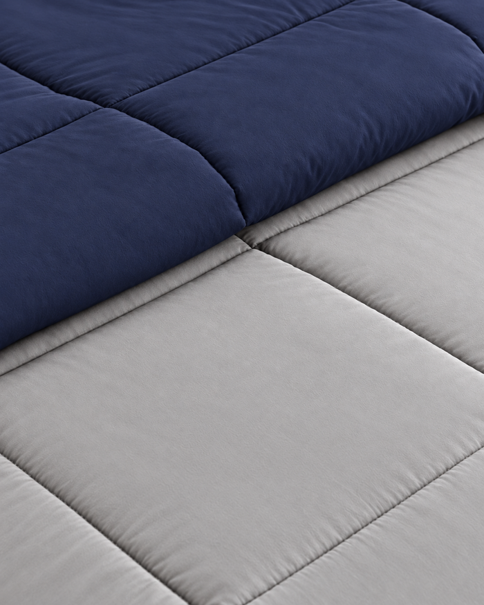 Microfiber Comforter – Navy Blue & Silver Grey