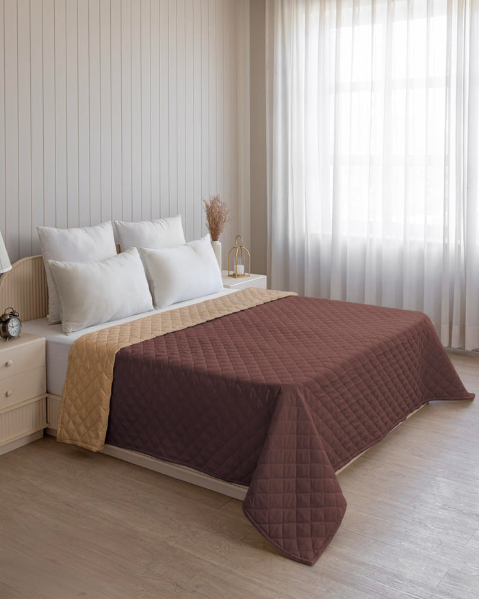 Quilted Dohar – Chocolate & Taupe