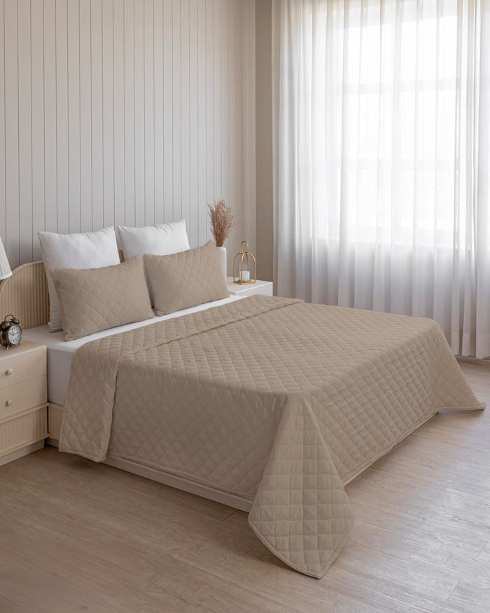 Quilted Dohar – Solid Mocha
