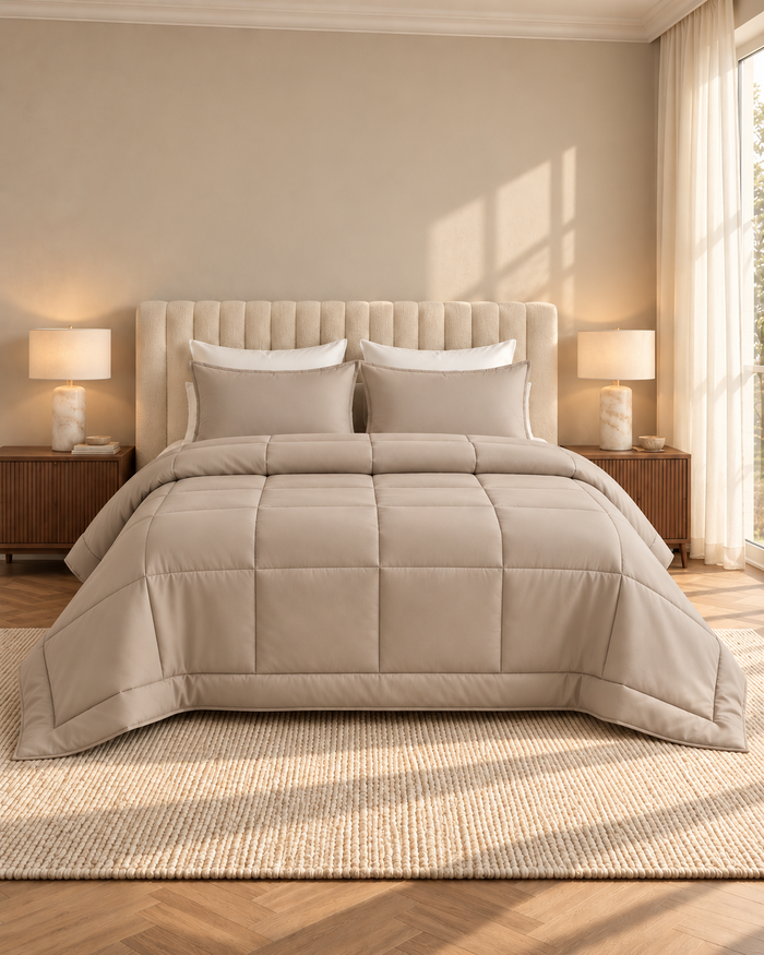 Microfiber Comforter – Beige Solid