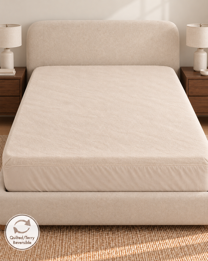 Waterproof Quilted Mattress Protector – Beige
