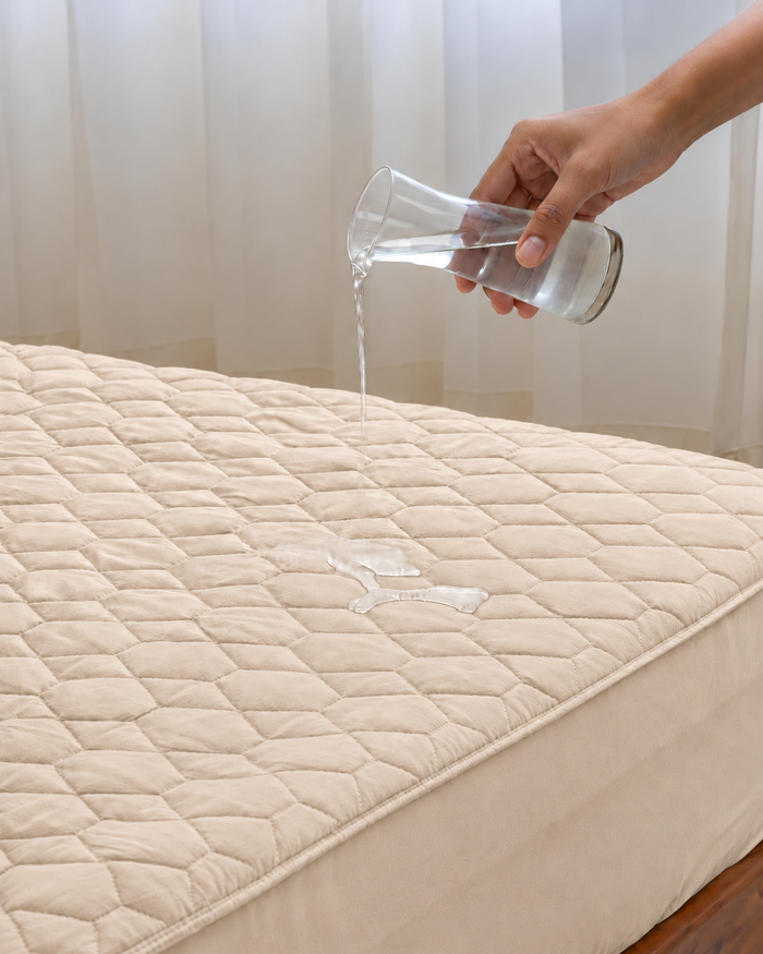 Waterproof Quilted Mattress Protector – Beige