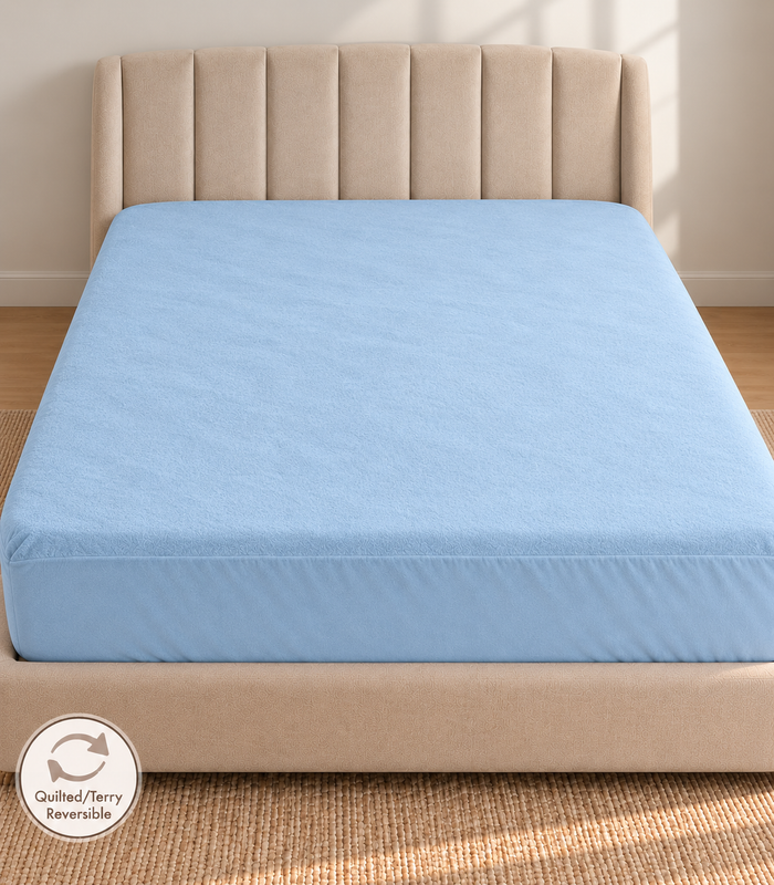 Waterproof Quilted Mattress Protector – Blue
