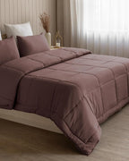 Westy Home chocolate solid microfiber comforter angled bedroom view