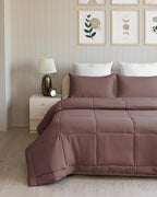 Westy Home chocolate solid microfiber comforter bedroom detail