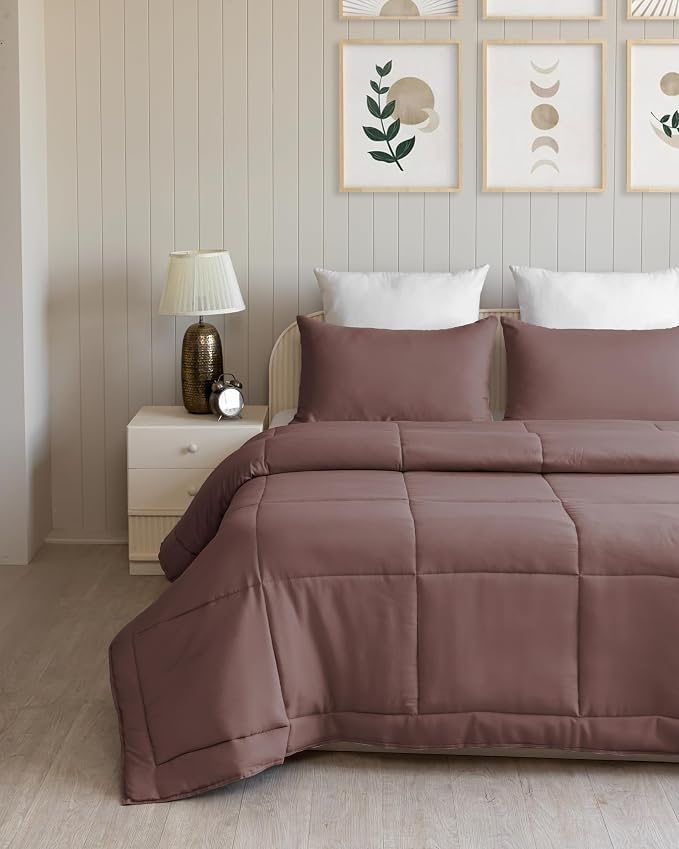Westy Home chocolate solid microfiber comforter bedroom detail