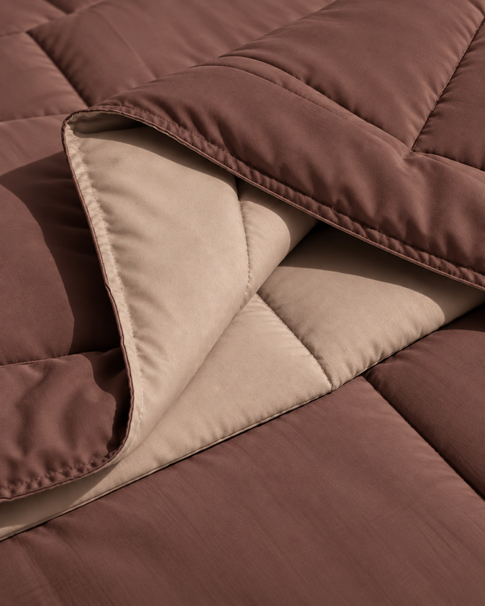 Microfiber Comforter – Chocolate & Taupe