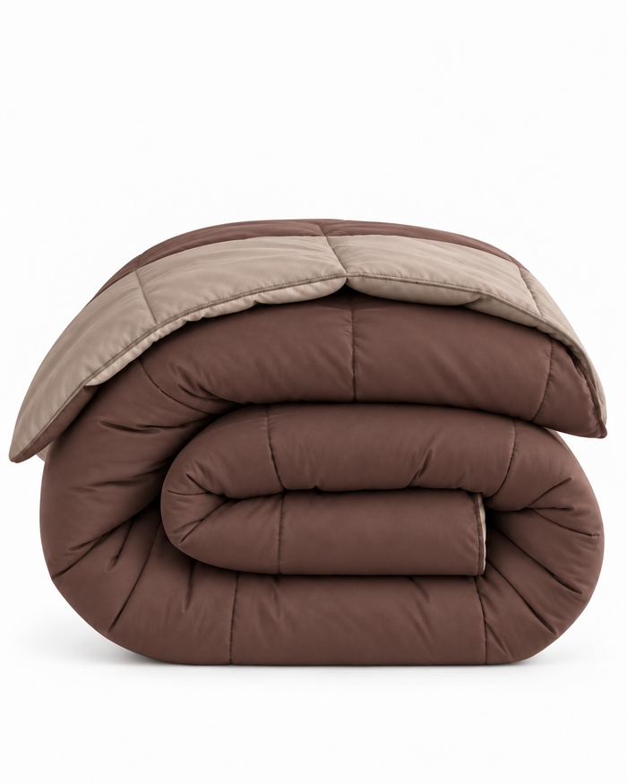 Microfiber Comforter – Chocolate & Taupe