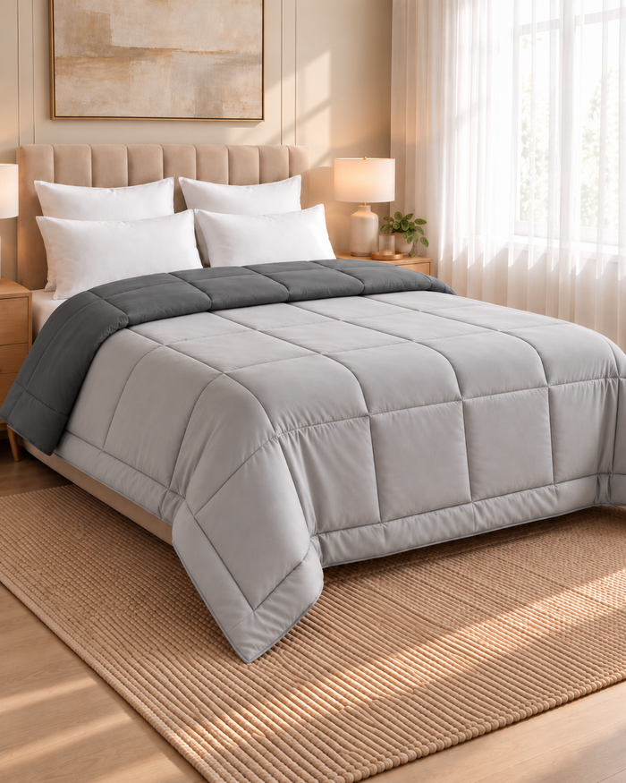 Microfiber Comforter – Dark Grey & Silver Grey