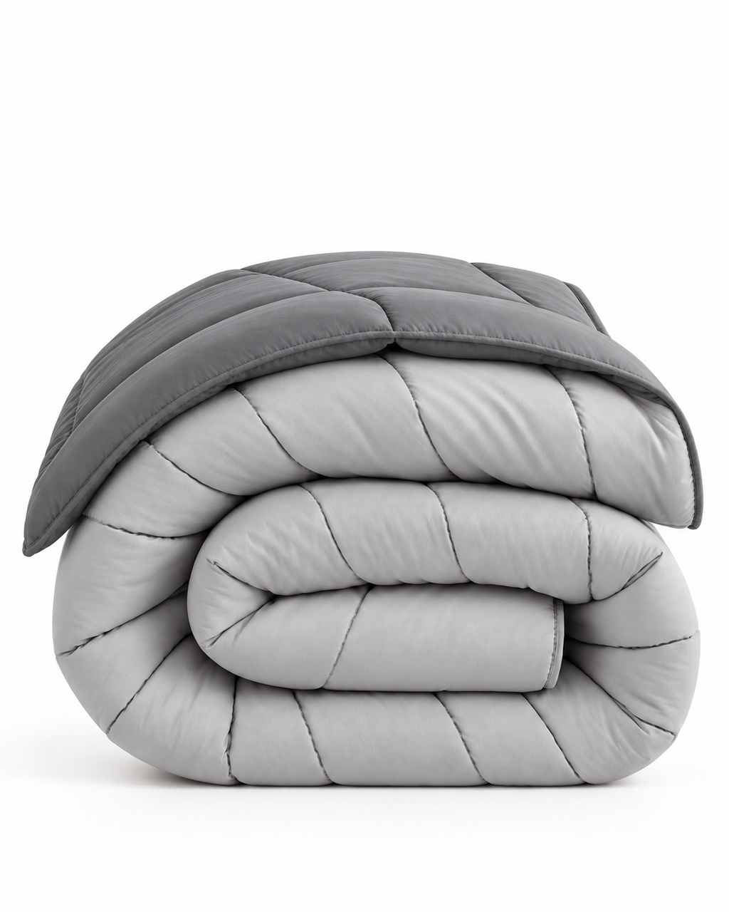 Westy Home Dark Grey & Silver Grey reversible microfiber comforter folded