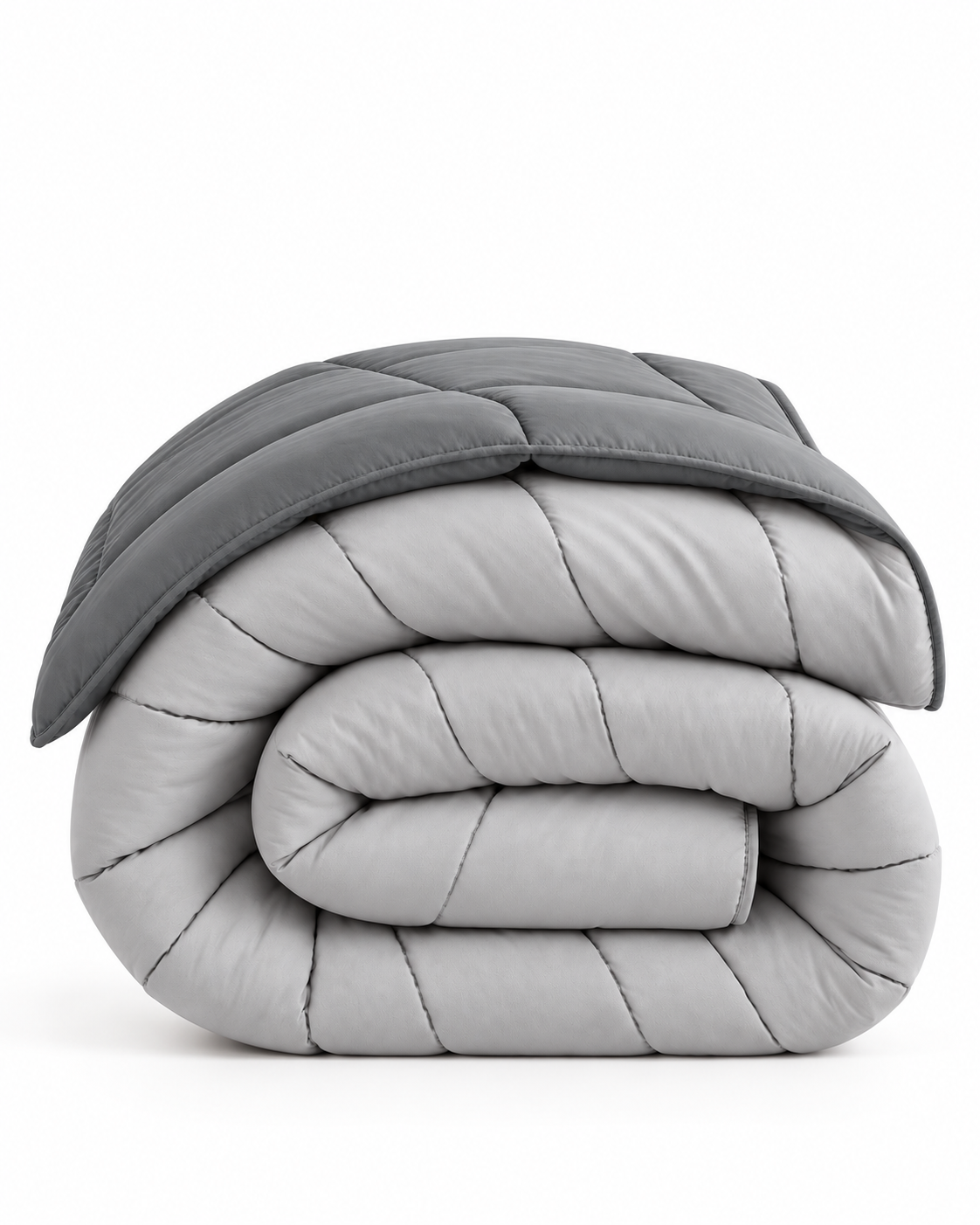 Westy Home Dark Grey & Silver Grey reversible microfiber comforter folded