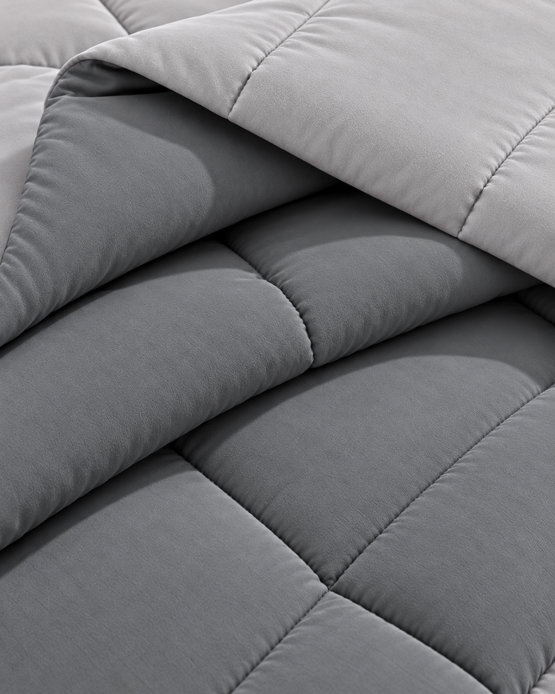 Westy Home Dark Grey & Silver Grey reversible microfiber comforter close-up