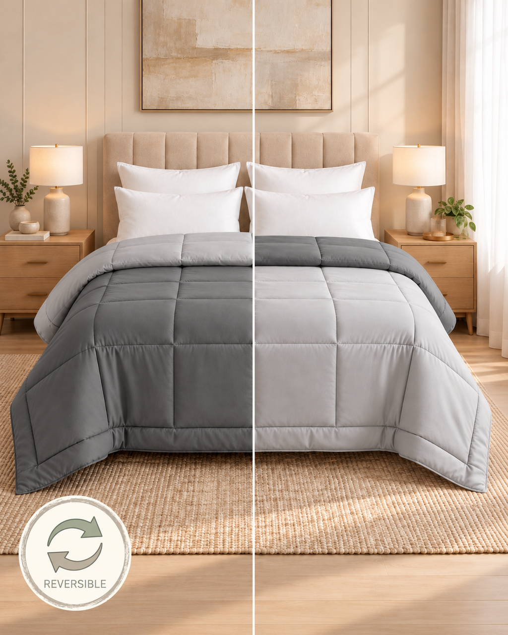 Westy Home Dark Grey & Silver Grey reversible microfiber comforter comparison
