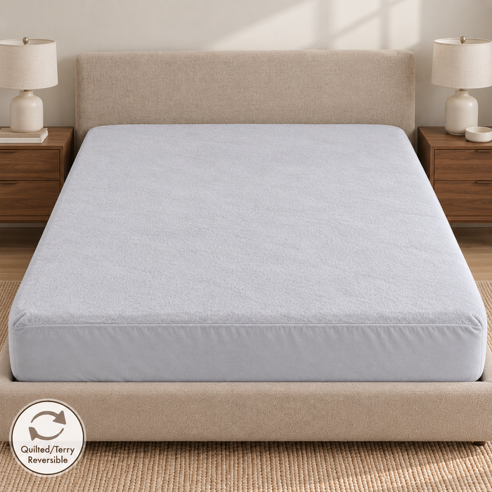 Waterproof Quilted Mattress Protector – Grey