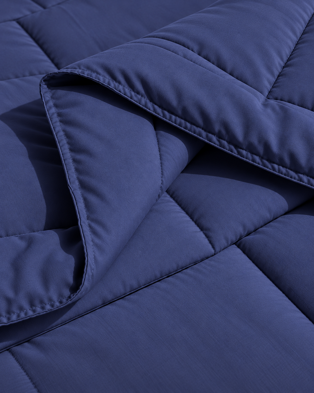 Westy Home Navy Blue microfiber comforter folded edge detail