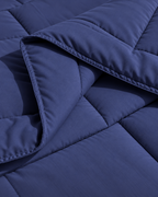 Westy Home Navy Blue microfiber comforter folded edge detail