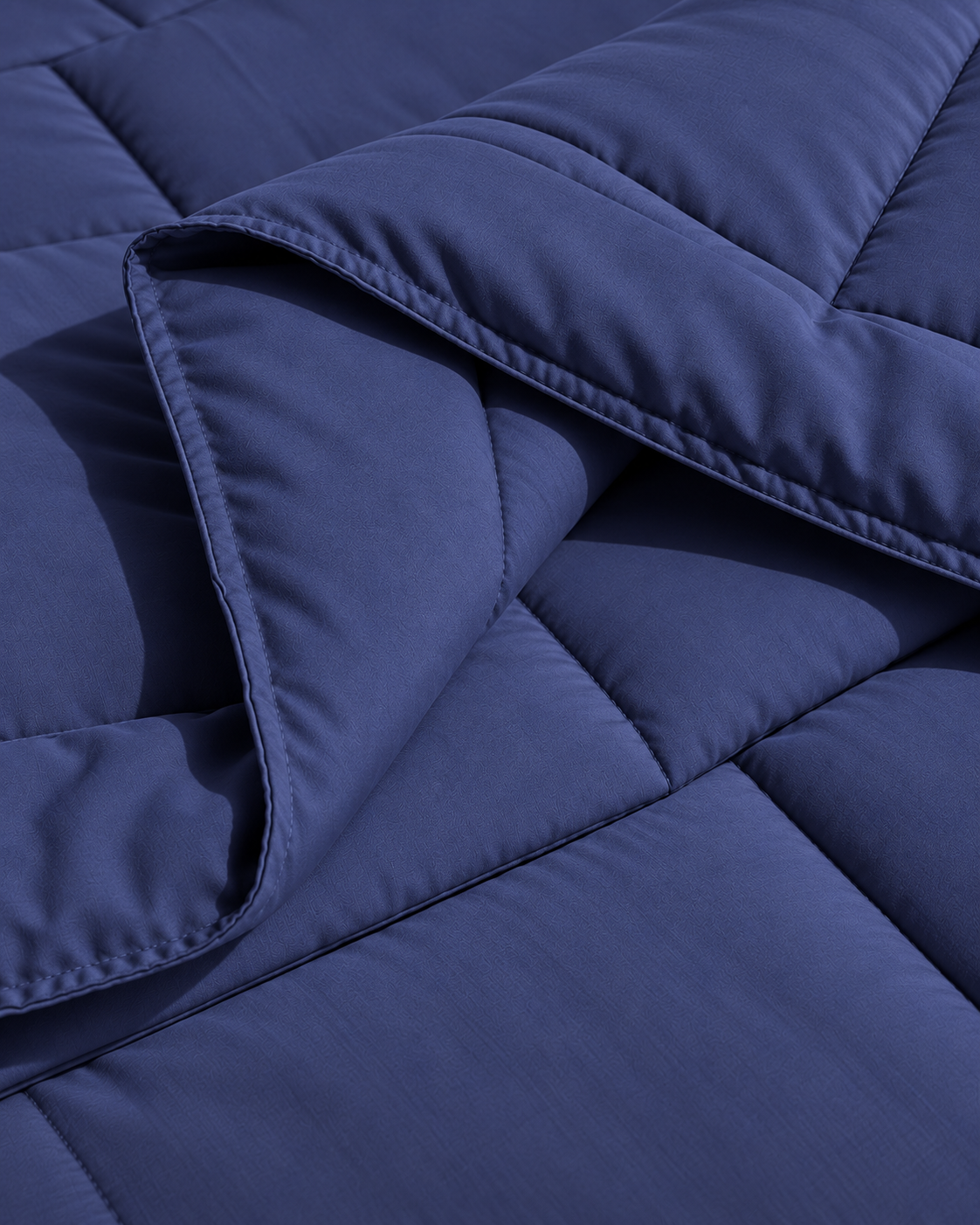 Westy Home Navy Blue microfiber comforter folded edge detail