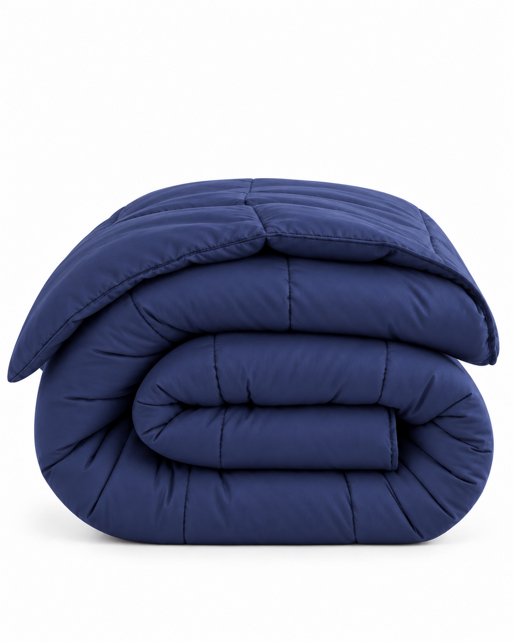 Westy Home Navy Blue microfiber comforter folded on white background