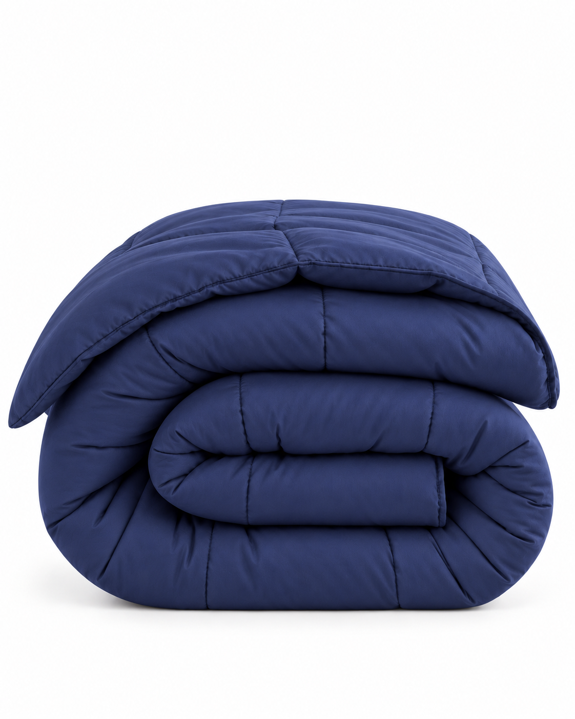 Westy Home Navy Blue microfiber comforter folded on white background