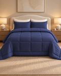 Westy Home Navy Blue microfiber comforter front bedroom hero view