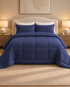 Westy Home Navy Blue microfiber comforter front bedroom hero view