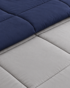 Westy Home Navy Blue & Silver Grey reversible microfiber comforter fabric close-up
