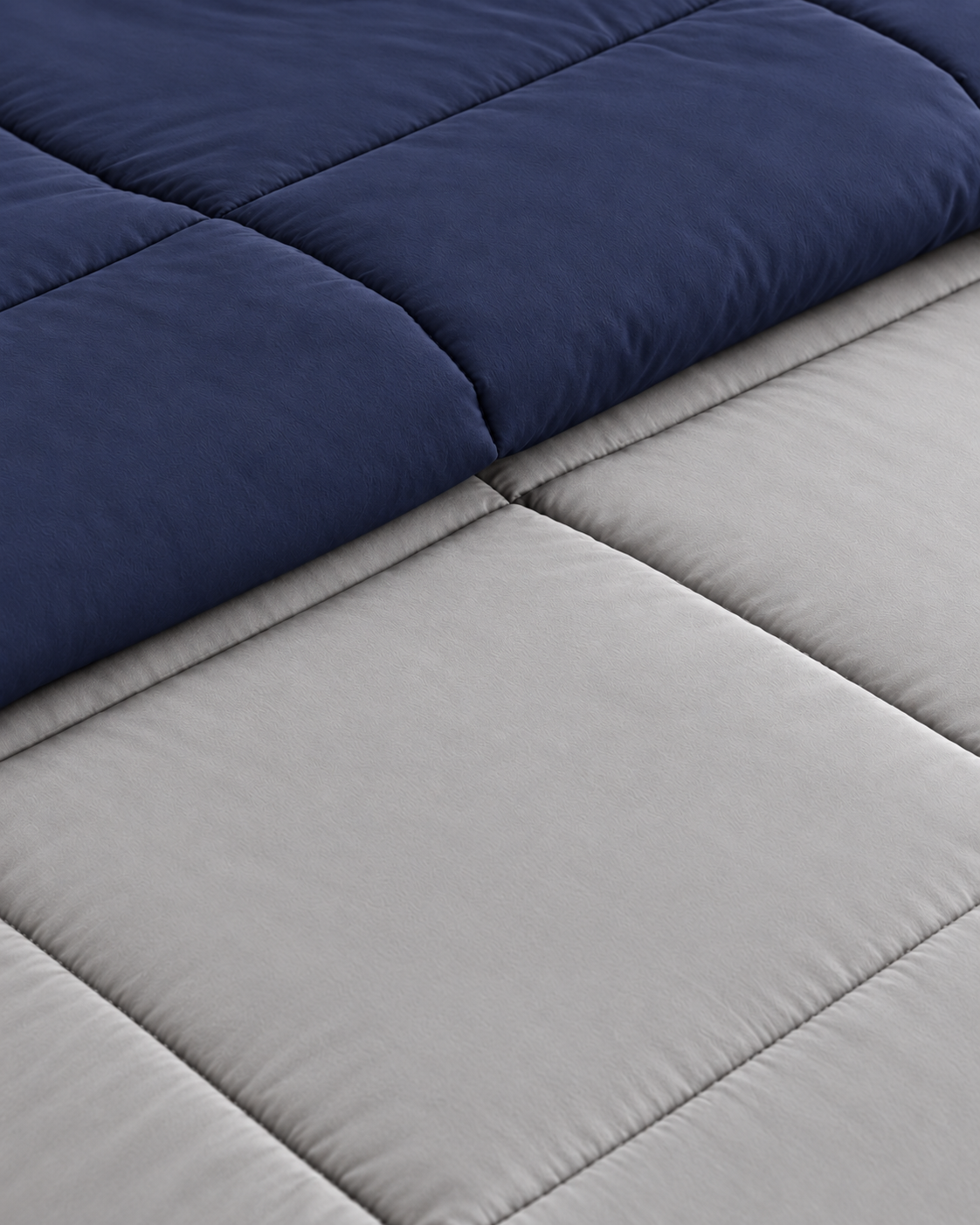 Westy Home Navy Blue & Silver Grey reversible microfiber comforter fabric close-up