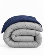 Westy Home Navy Blue & Silver Grey reversible microfiber comforter folded
