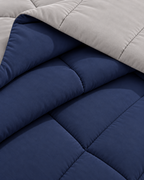 Westy Home Navy Blue & Silver Grey reversible microfiber comforter close-up