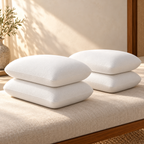 Four white Westy Regular Memory Foam pillows arranged in two stacks