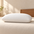 Westy Regular Memory Foam pillow showing fuller profile and white stretch-knit cover