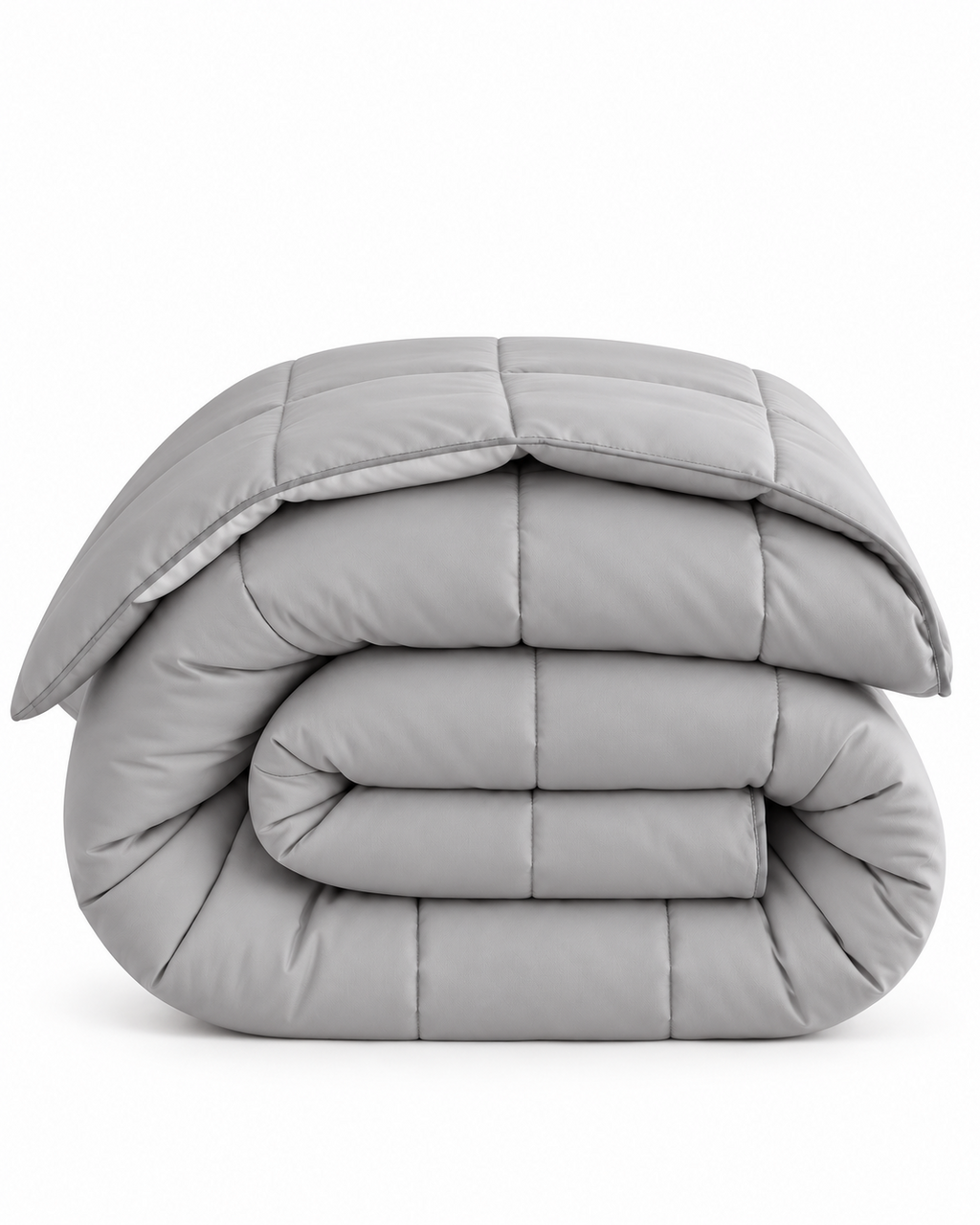 Westy Home Silver Solid microfiber comforter folded on white background