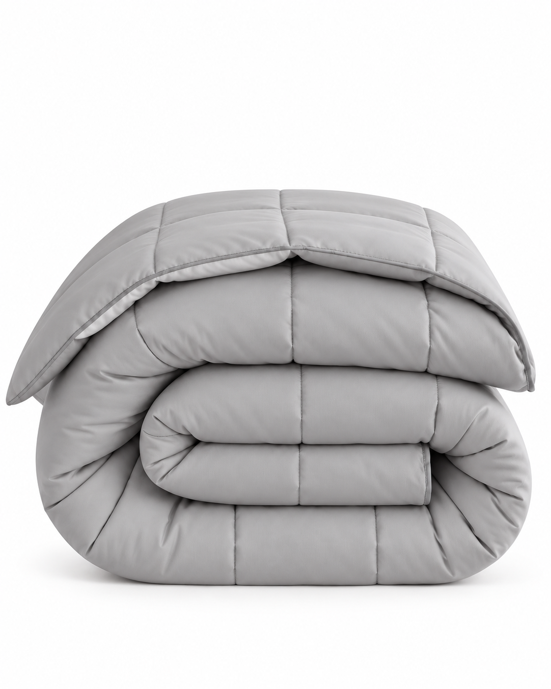 Westy Home Silver Solid microfiber comforter folded on white background