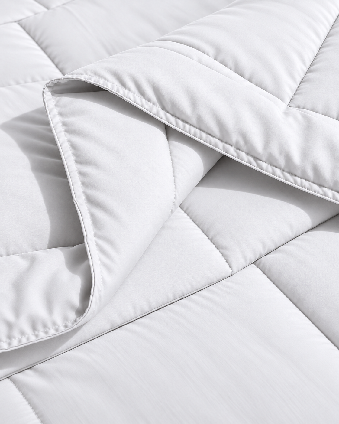 Westy Home White Solid microfiber comforter folded edge close-up