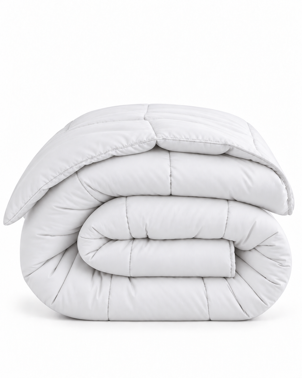 Westy Home White Solid microfiber comforter folded on white background