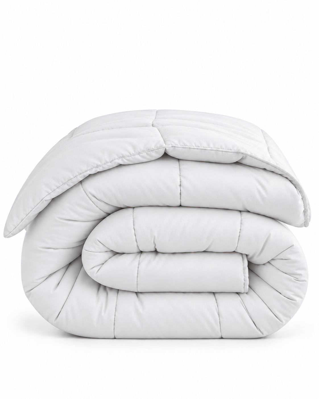Westy Home White Solid microfiber comforter folded on white background