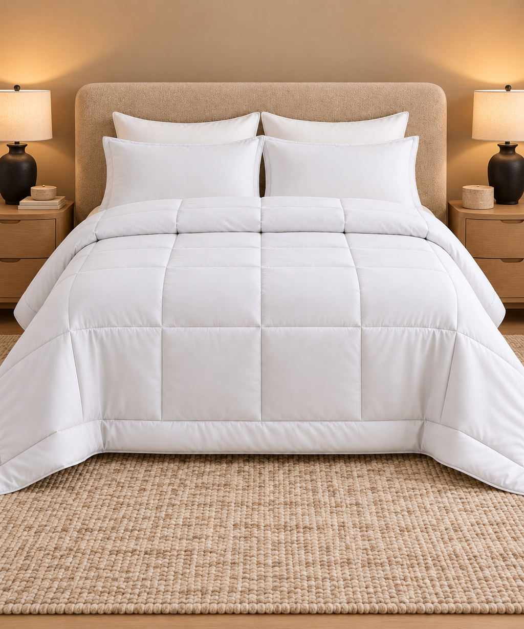 Westy Home White Solid microfiber comforter front bedroom hero view