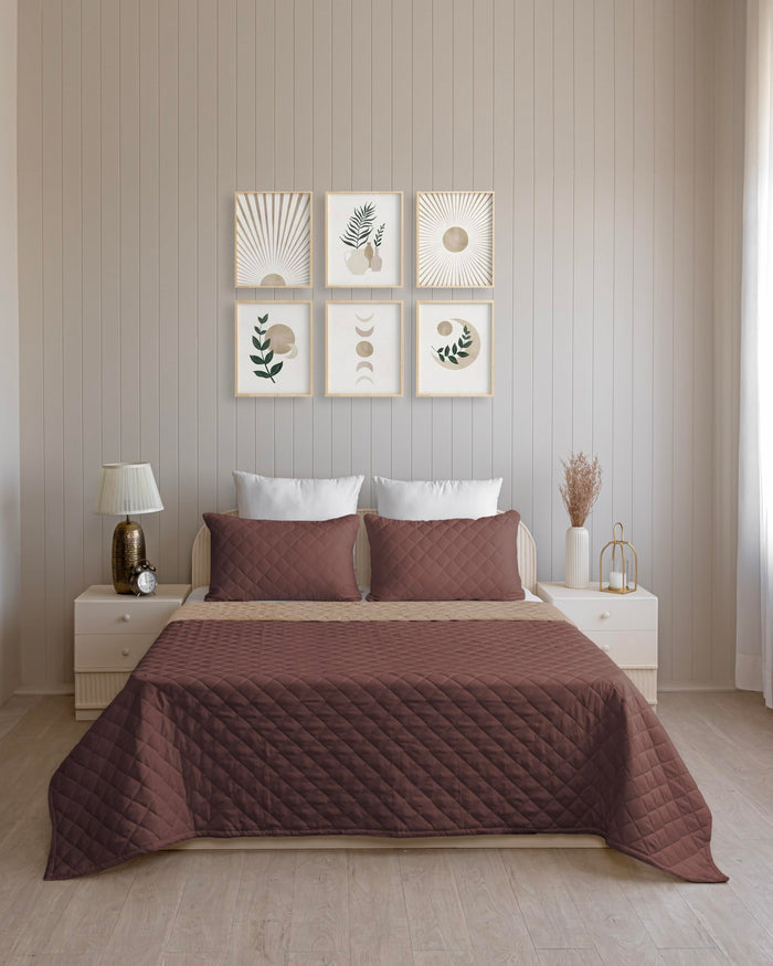 Quilted Dohar – Chocolate & Taupe