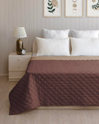 Westy Home quilted dohar, Chocolate & Taupe, pillow and quilt detail