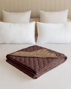 Westy Home quilted dohar, Chocolate & Taupe, folded dohar and reverse