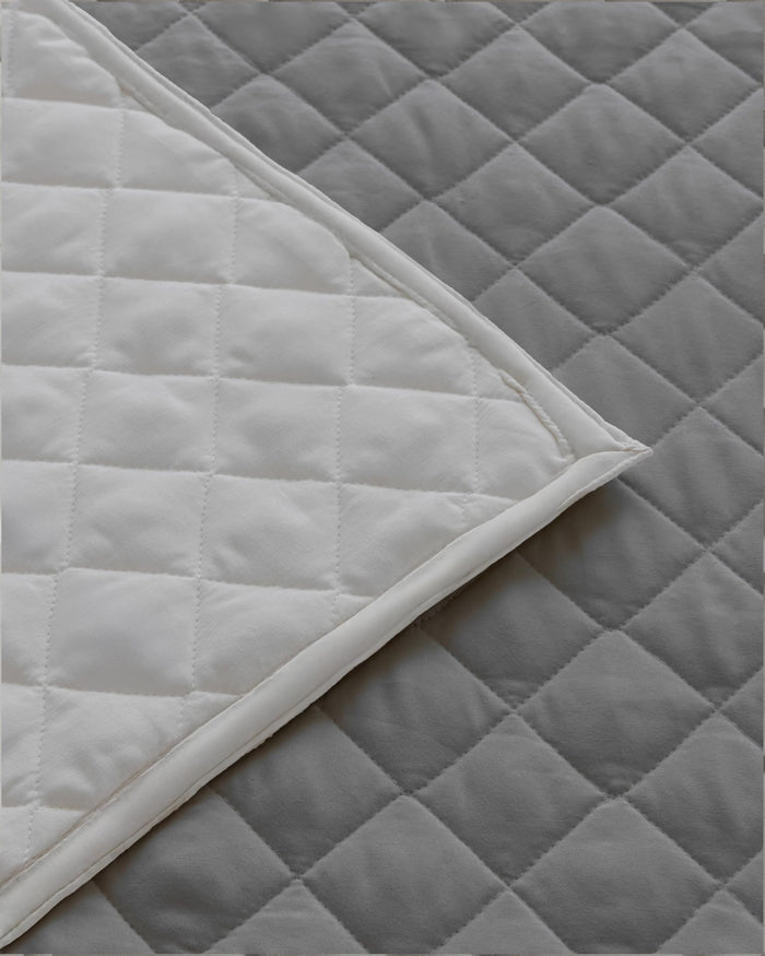Quilted Dohar – Dark Grey & Silver Grey
