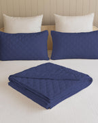 Westy Home quilted dohar, Navy Blue, folded dohar and reverse