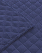 Westy Home quilted dohar, Navy Blue, fabric stitching closeup