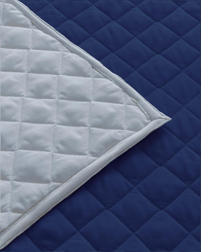 Quilted Dohar – Navy Blue & Silver Grey