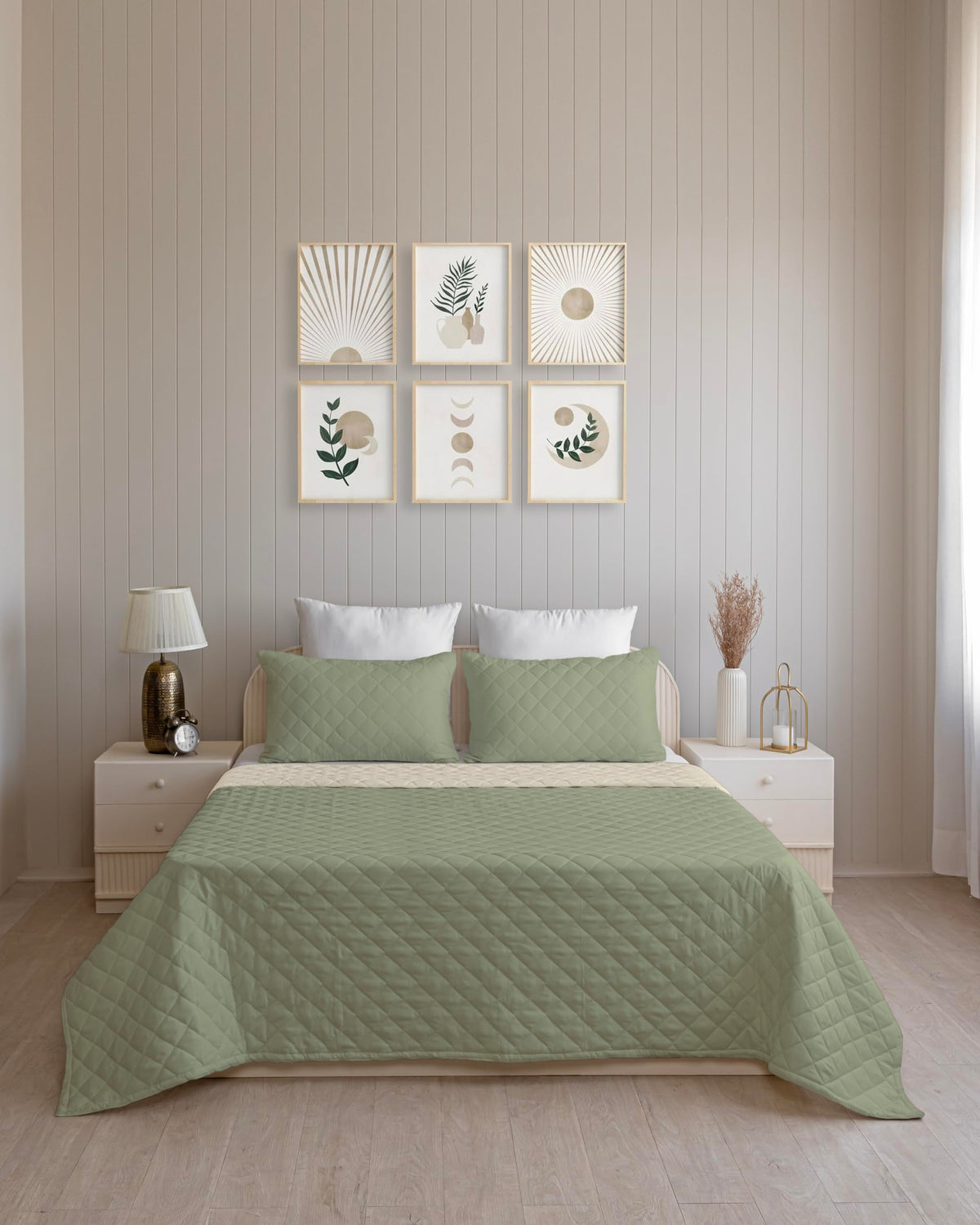 Westy Home quilted dohar, Pearl & Moss, front bedroom view